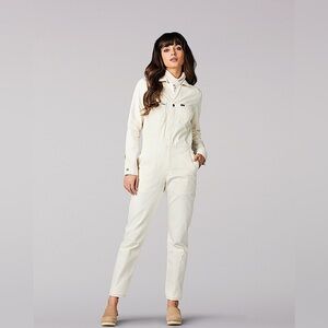 Lee Vintage Modern Women's One Piece Jumpsuit Romper Ecru Herringbone NWT XL